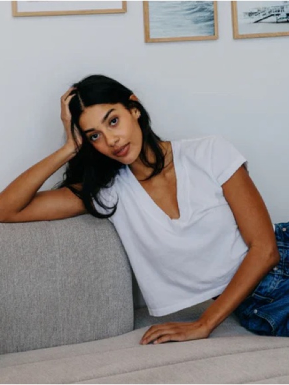 Perfectwhitetee Alanis recycled cotton v neck tee